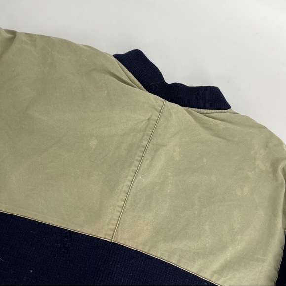 Vintage C.C. Filson Sweater Mens Medium Navy Blue  Tan Waterfowl Henley Heavy - Picture 8 of 9